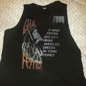 Torrid Black Mesh Inset Graphic Tank top size 3.